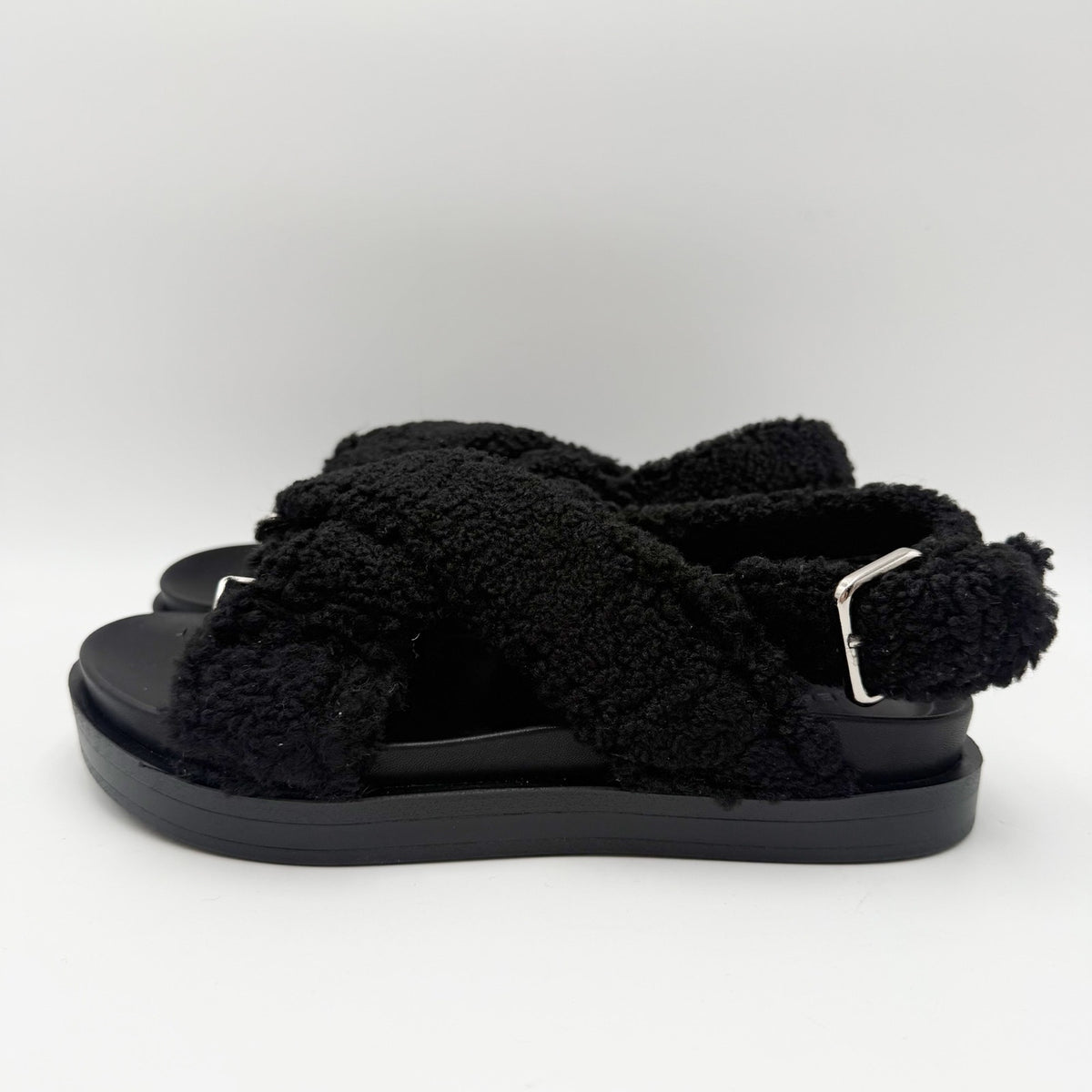Aerosoles Womens Loma Slippers Size 6.5 M Black Vegan Shearling NIB