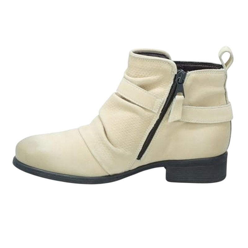 Miz Mooz Womens Suzy Ankle Bootie EU 38 US 7.5-8 Cream Leather NIB