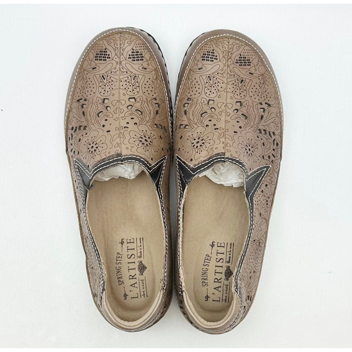 L'ARTISTE Women's Libora Loafers EU 38 US 8 Brown Leather Perforated NWOB