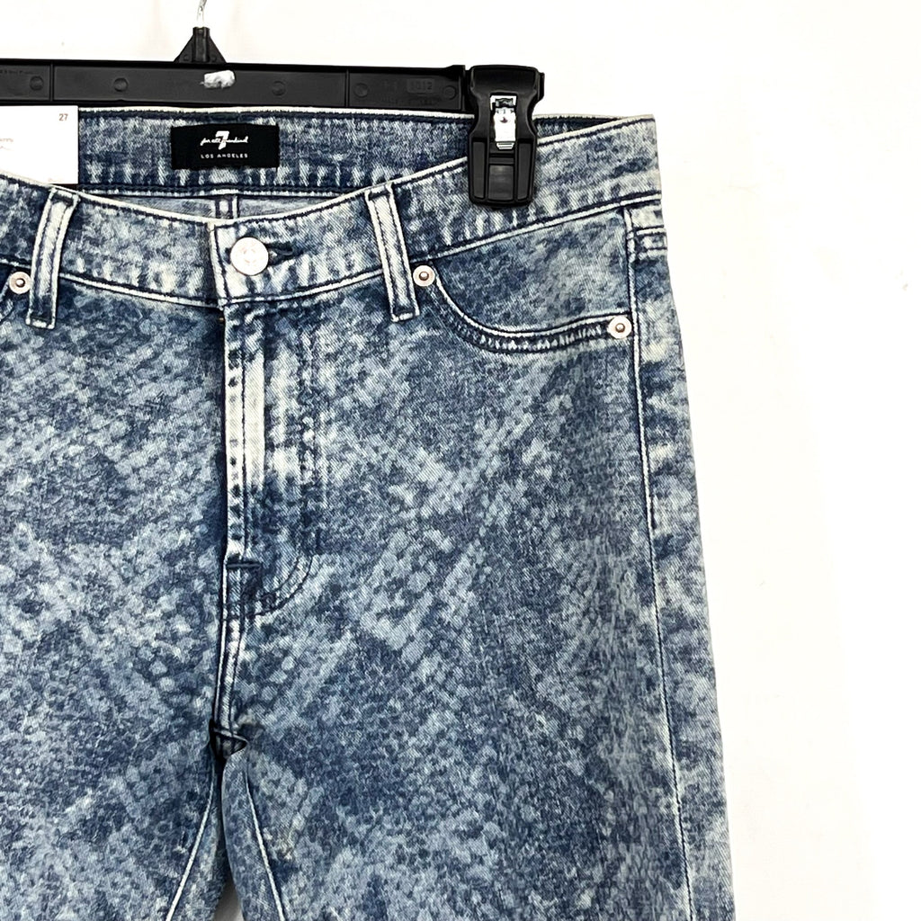7 FOR ALL MANKIND Ankle Super Skinny Jeans Size 27 US 4 Blue Snake Acid Wash NWT