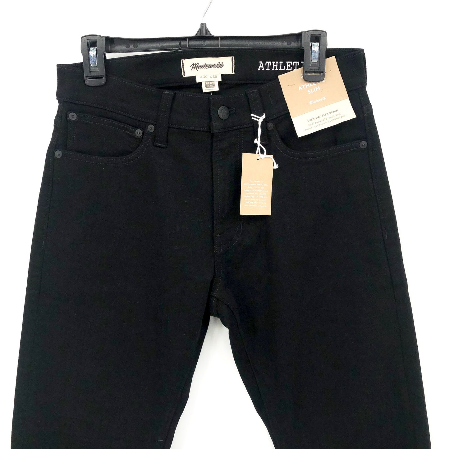 MADEWELL Men's Athletic Slim Jeans 30x30 Black Bainhart COOLMAX ND478 NWT