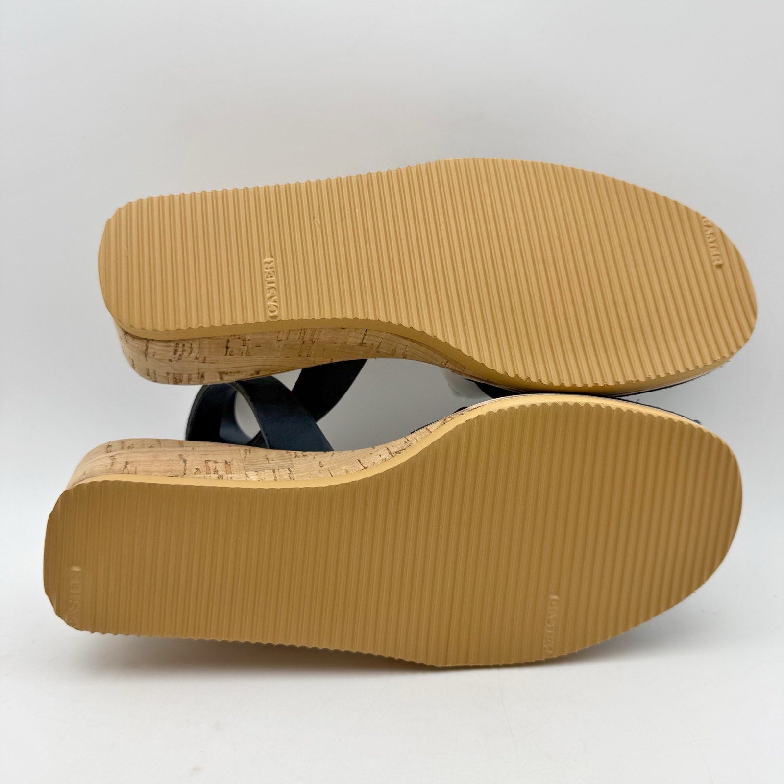 CalaXini Womens Cork Wedge Sandals EU 39 US 8.5-9 Navy Blue Suede NWOB