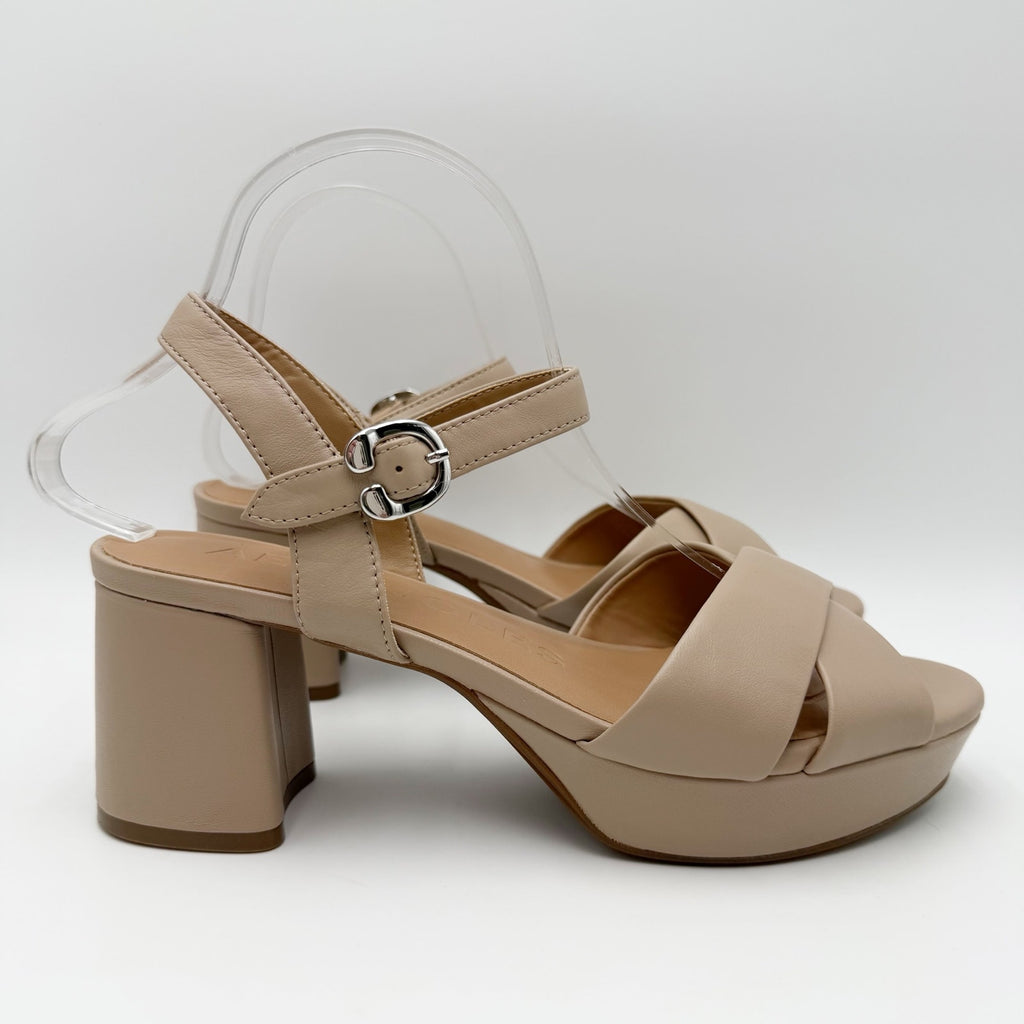 Aerosoles Womens Cosmos Platform Sandals Size 8.5 M Beige NWOB