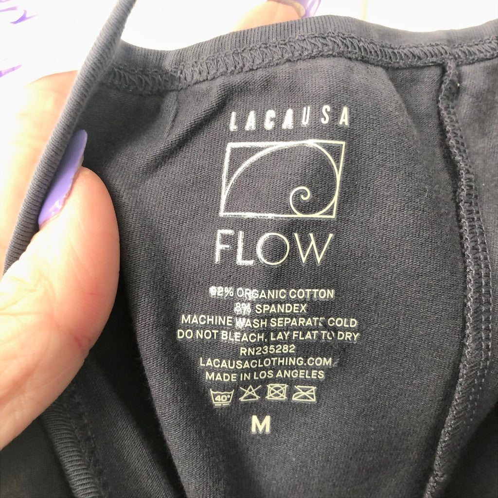 LACAUSA Womens Flow Prana Unitard Medium Charcoal Grey Yoga Tank Low Back NWT