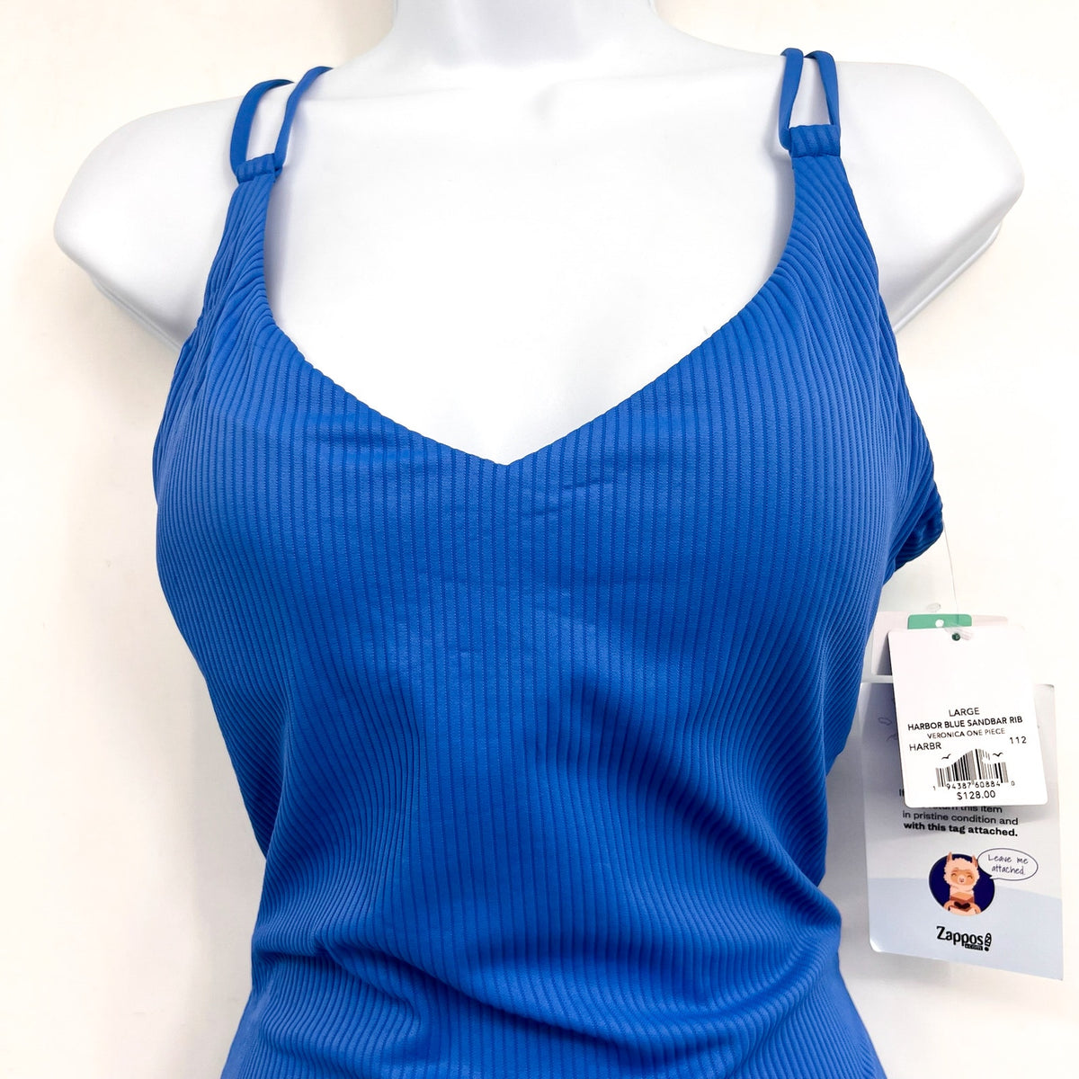 SUNSETS Women's Veronica One Piece Swimsuit Large Harbor Blue Sandbar Rib NWT