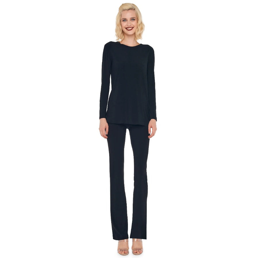 NORMA KAMALI Women's Long Sleeve Crew Top Medium Black Stretch Jersey NWOT