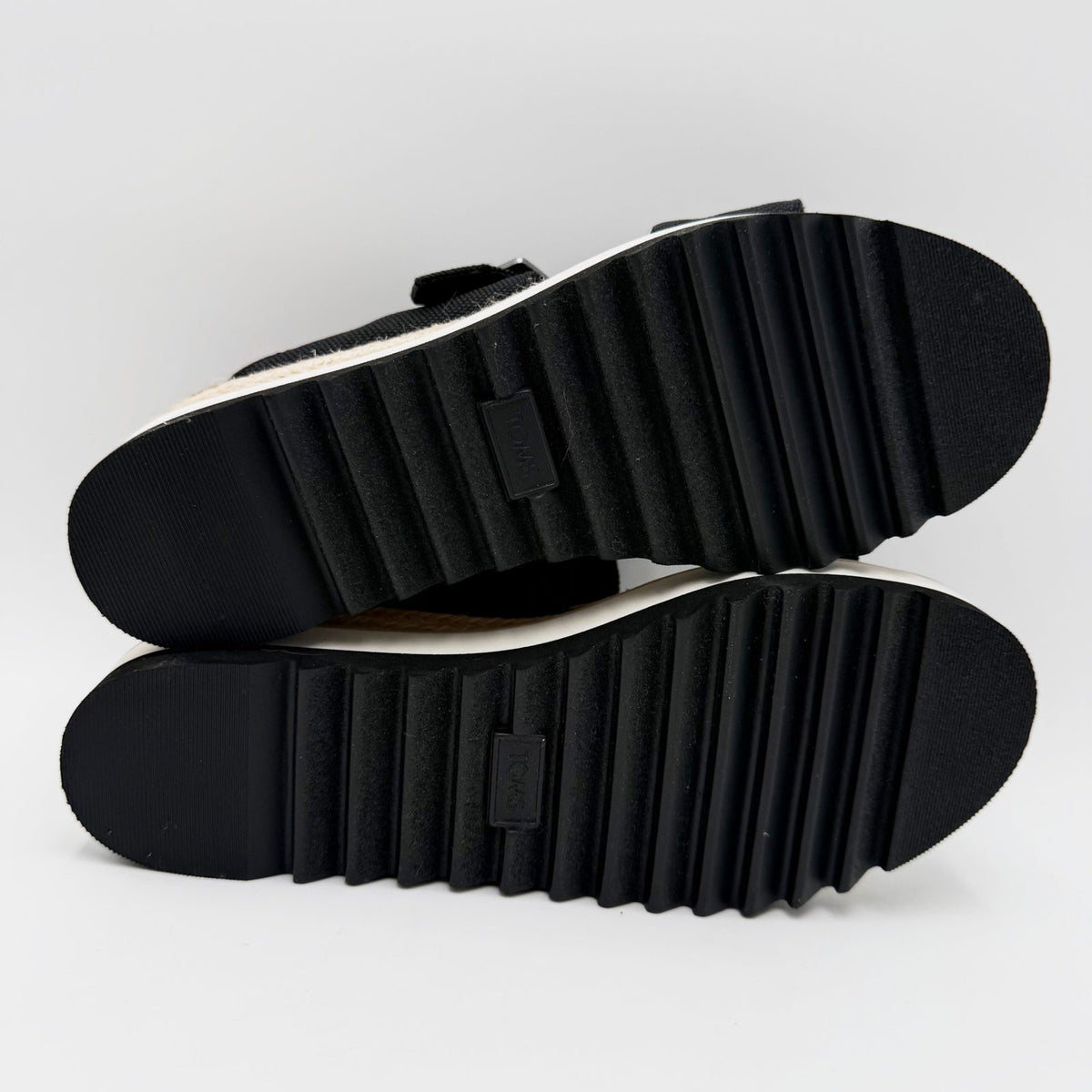 TOMS Womens Diana Mule Buckle Wedge Sandals Size 8 EU 38.5 Black Canvas NIB