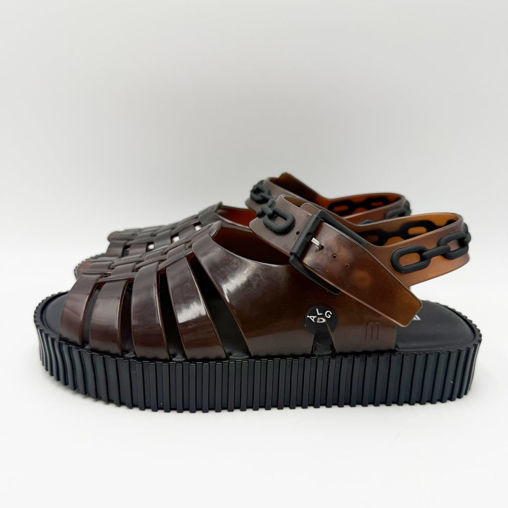 Melissa Womens Francxs + A LA Garconne Sandals Size 6 EU 37 Brown Black NIB