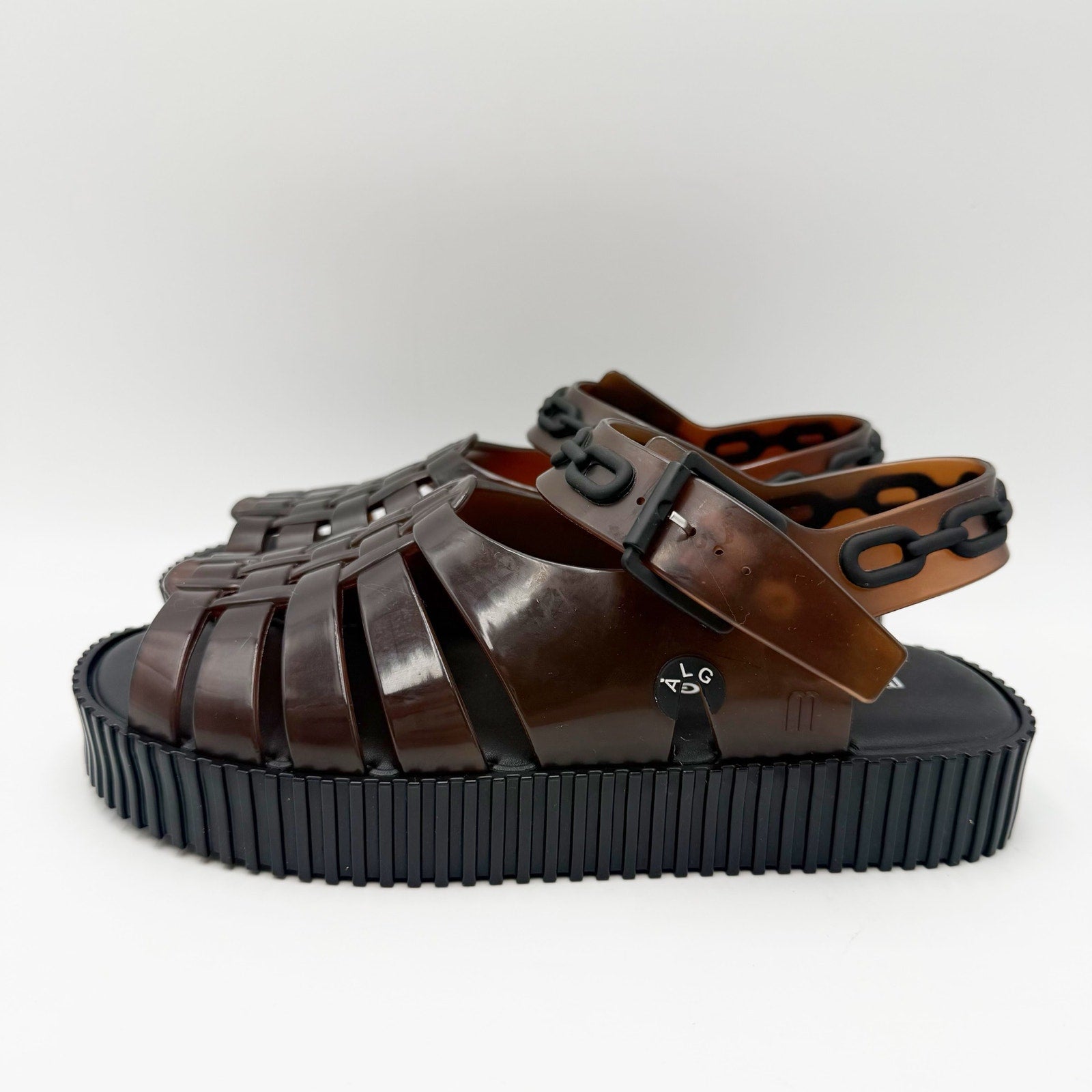 Melissa Womens Francxs + A LA Garconne Sandals Size 6 EU 37 Brown Black NIB