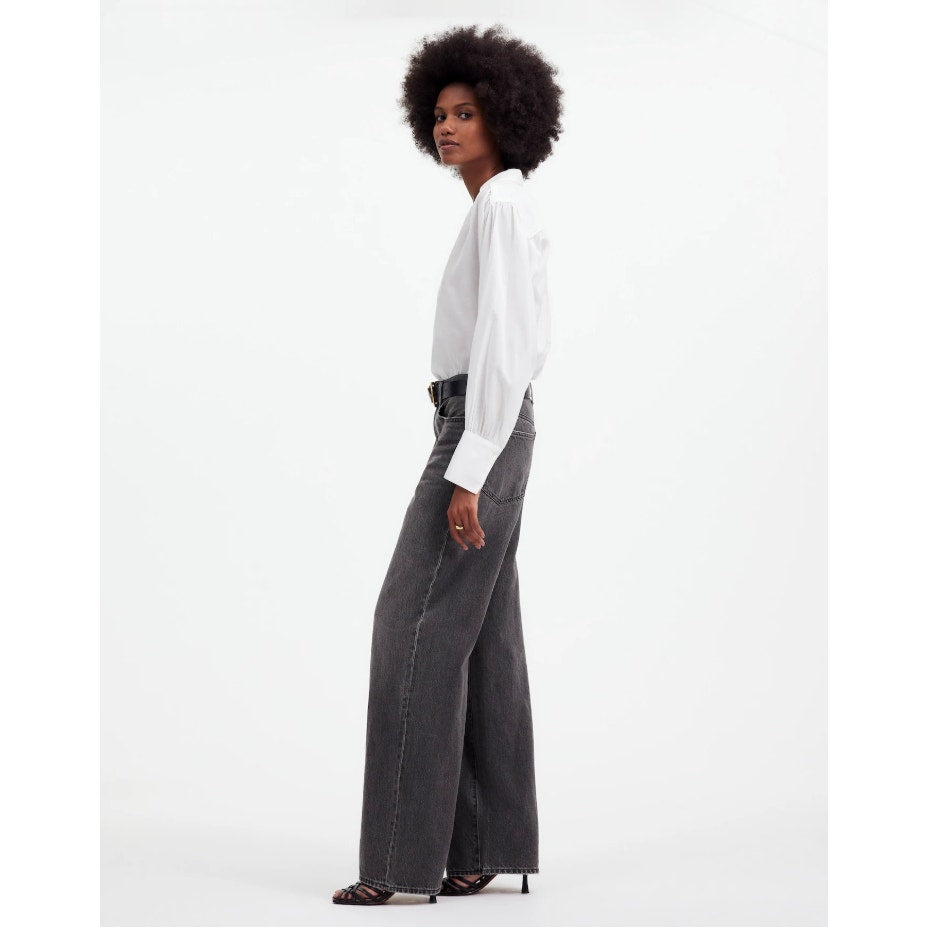 MADEWELL Women's Superwide-Leg Jeans Size 29 US 8 Black Kingswood Wash NR481 NWT
