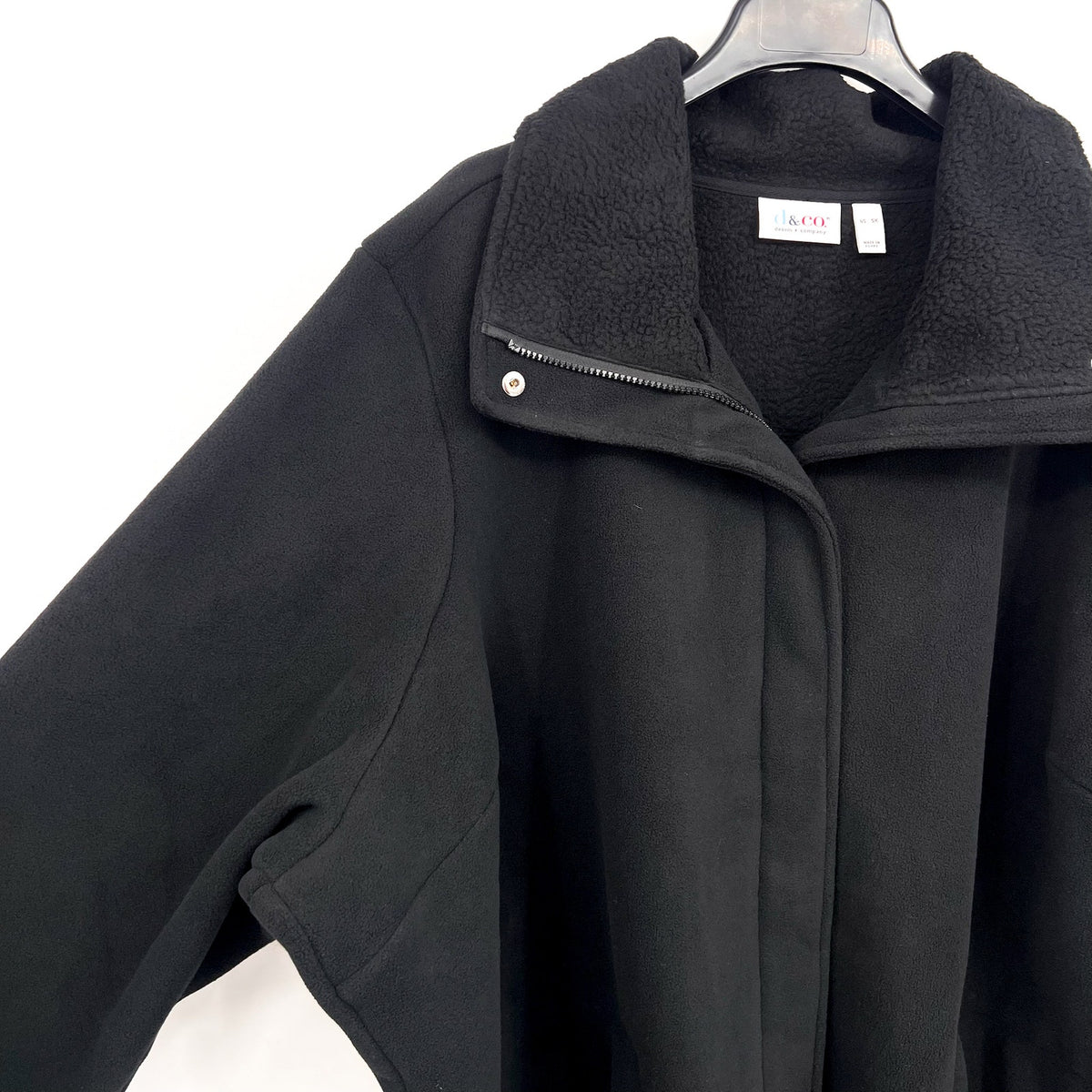 DENIM & CO. Women's Fleece Bonded Sherpa Jacket 5X Black NWOT