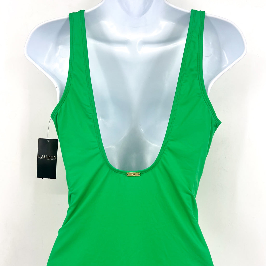LAUREN RALPH LAUREN Ruffle One Piece Swimsuit Size 4 Palm Green Beach Club NWT