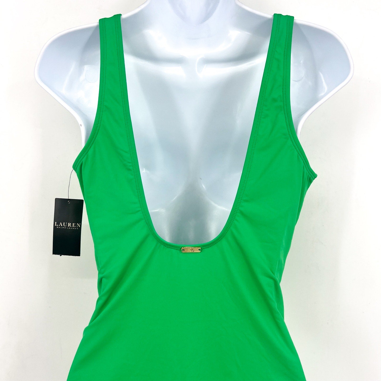 LAUREN RALPH LAUREN Ruffle One Piece Swimsuit Size 4 Palm Green Beach Club NWT