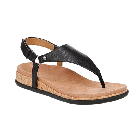 Vionic Womens Kirra II Wedge Sandals US 8 EU 38.5 Black Leather NIB