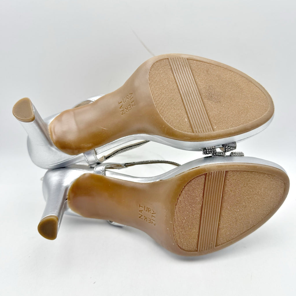 Naturalizer Womens Brenta2 Platform Heel Sandals US 9.5 M EU 40.5 Silver NWOB