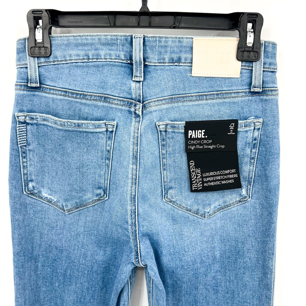 PAIGE Cindy Crop Jeans 26x27 US 2 Say Anything Blue Exposed Button Fly NWT