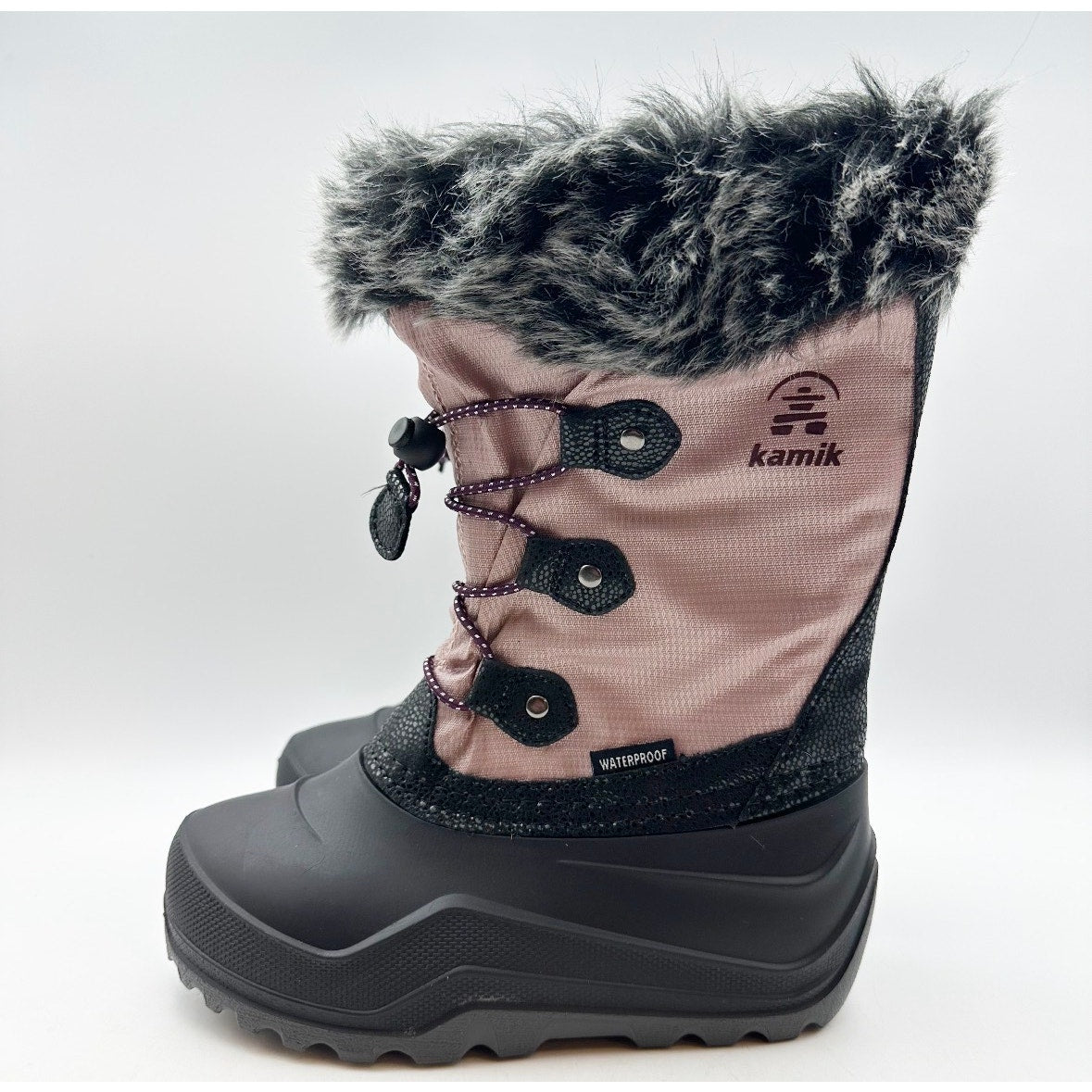 Kamik Kids Girls Powdery 3 Snow Boots Size 13 Light Pink Black Waterproof NWOB