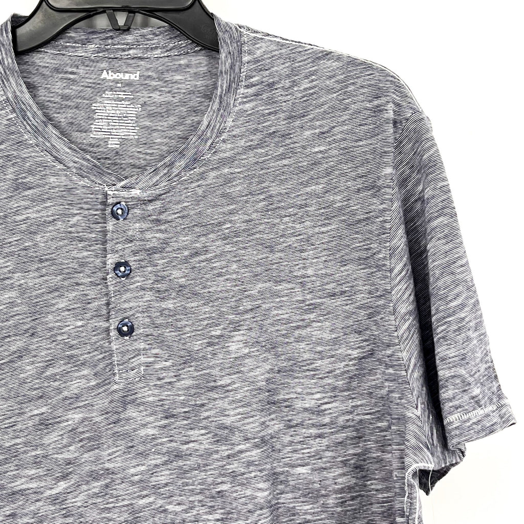 ABOUND Mens Jersey Slub Henley Tee MEDIUM Blue White Short Sleeve Cotton NWT