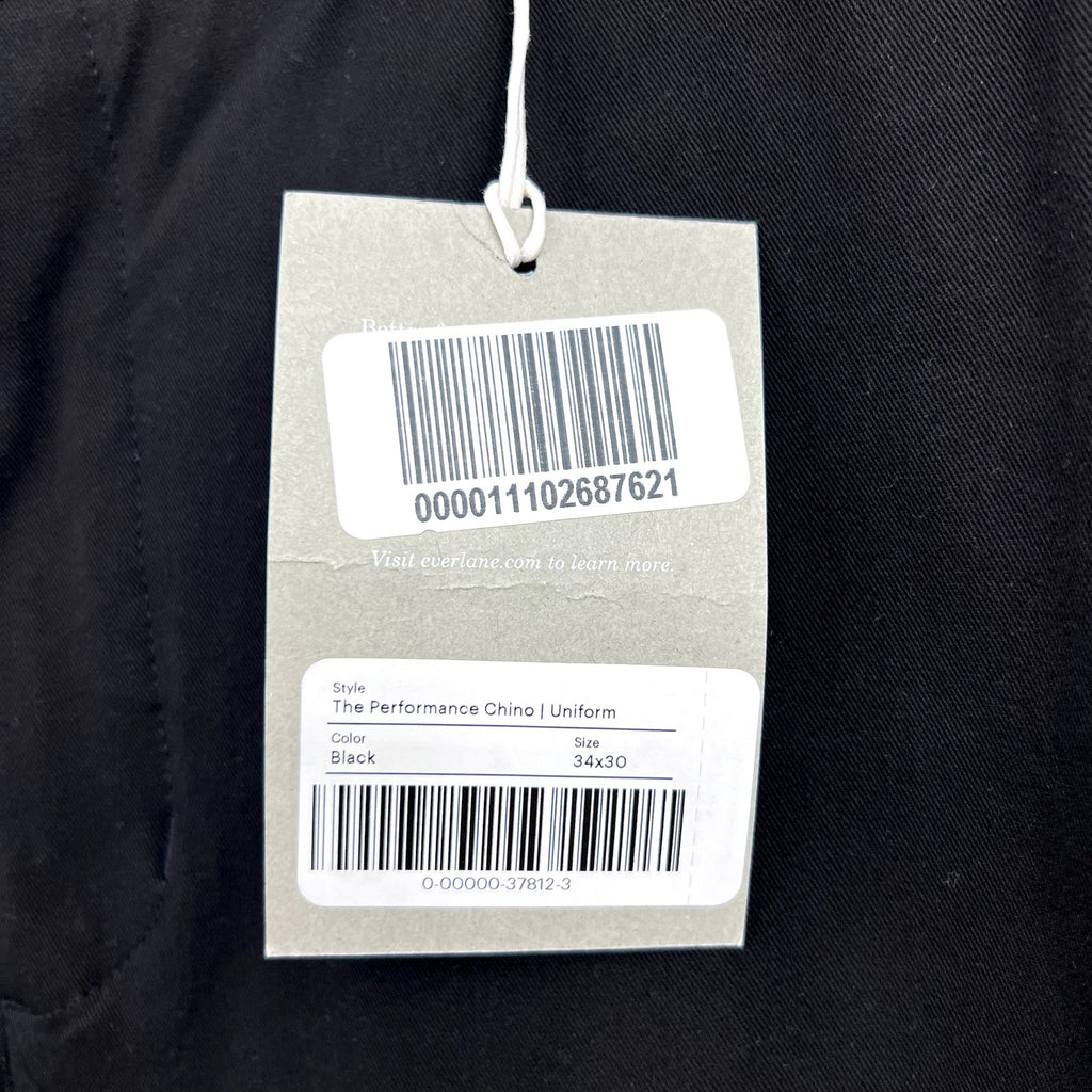 EVERLANE Men's Uniform The Performance Chino 34x30 Black Pants NWT