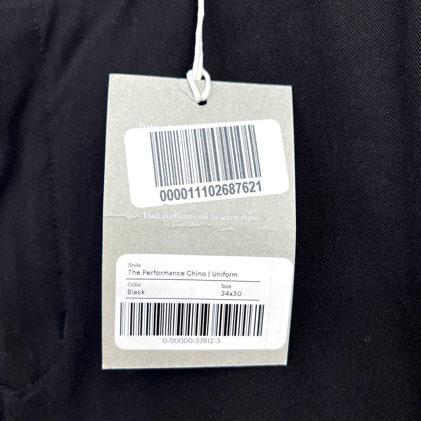 EVERLANE Men's Uniform The Performance Chino 34x30 Black Pants NWT
