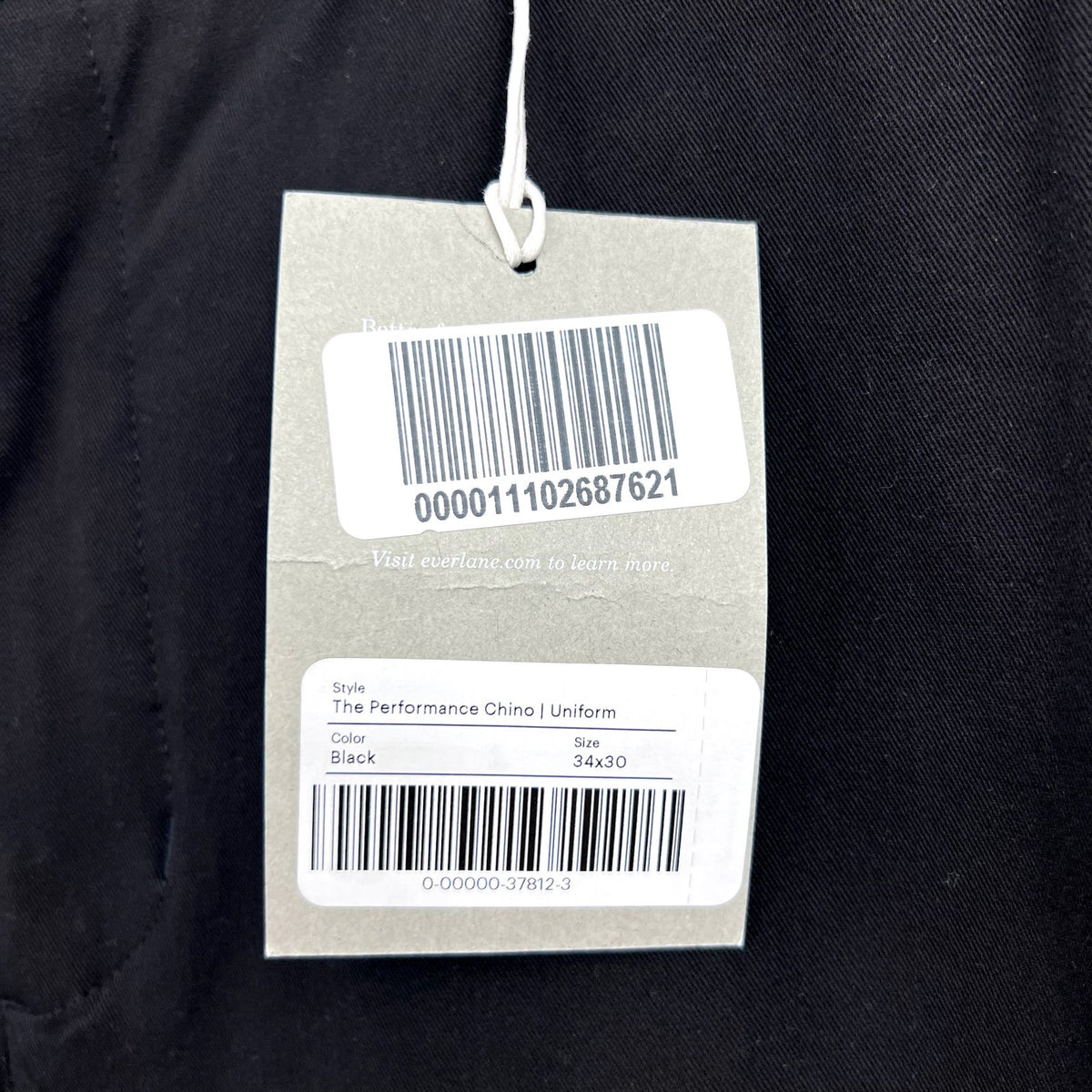 EVERLANE Men's Uniform The Performance Chino 34x30 Black Pants NWT