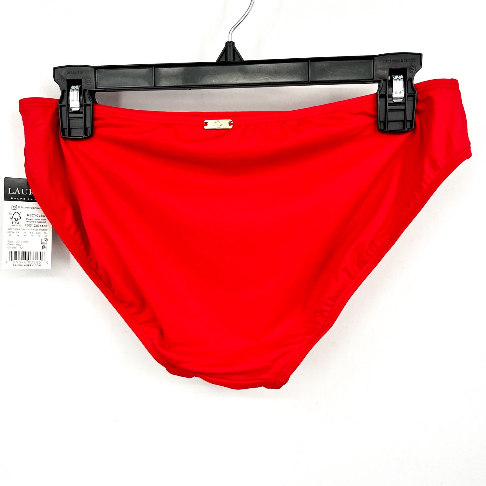 RALPH LAUREN Beach Club Hipster Bikini Swim Bottoms Size 12 Red NWT