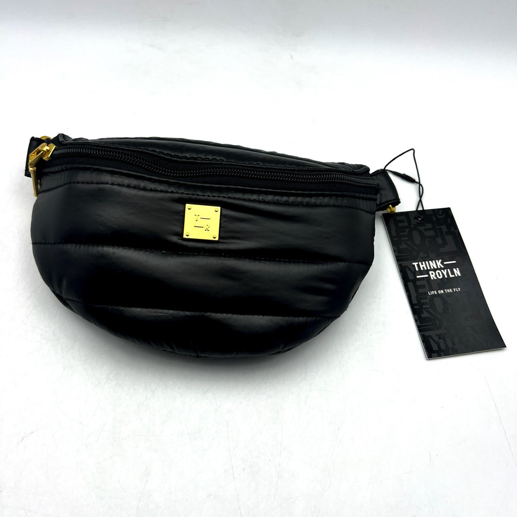 THINK ROYLN Women's Shining Star Crossbody Belt Bag Shiny Black NWT