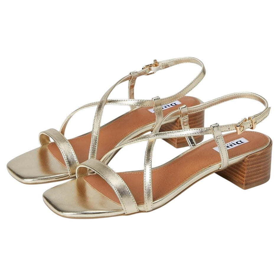 Dune London Womens Jaskell Heeled Sandals EU 38 US 8 Gold Leather NIB