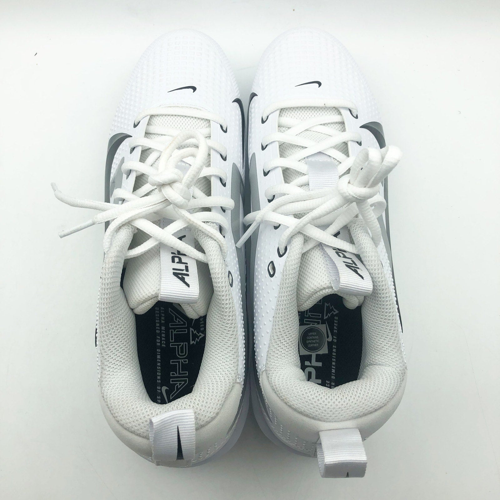 Nike Mens Alpha Menace 4 Varsity Molded Football Cleats SIZE 12 White Black NWOB