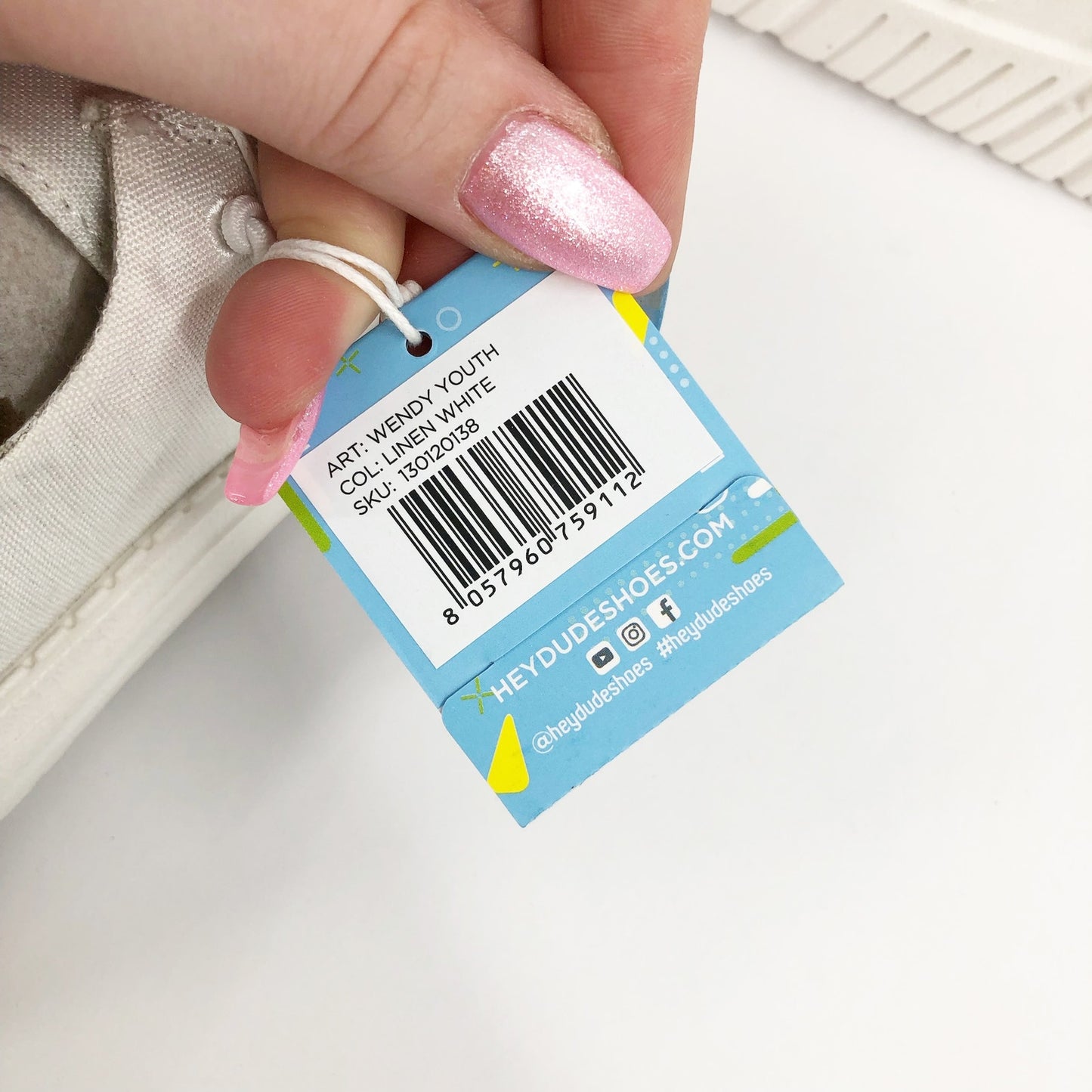 HEYDUDE Wendy Youth Loafers US Girls Y2 Linen White Slip On Casual NIB