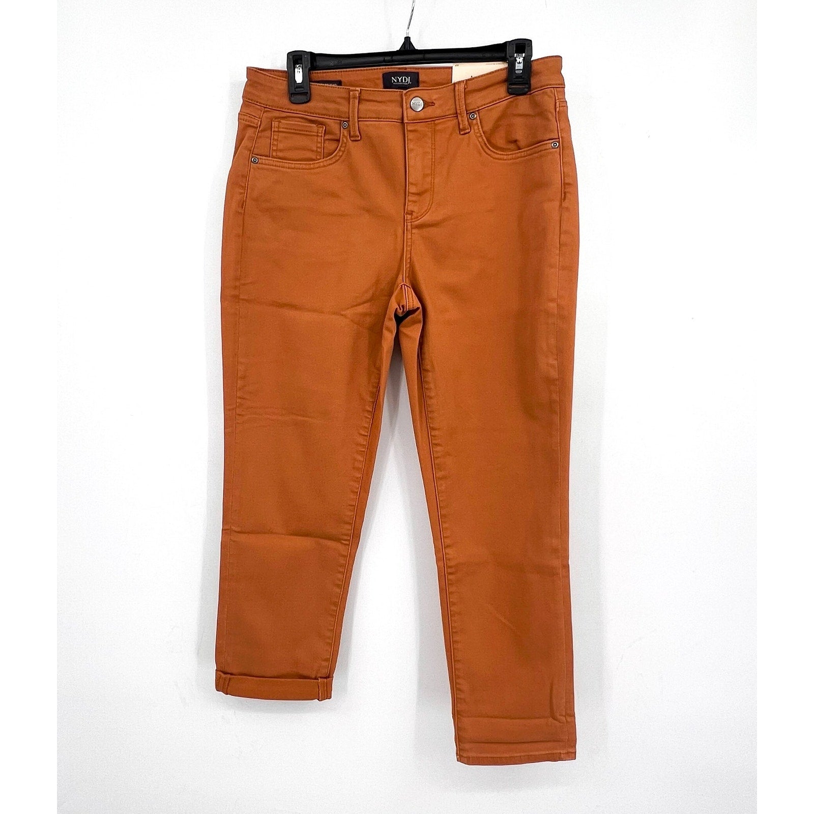NYDJ Womens Margot Girlfriend Jeans Size 12 PETITE Rust Brown NWT