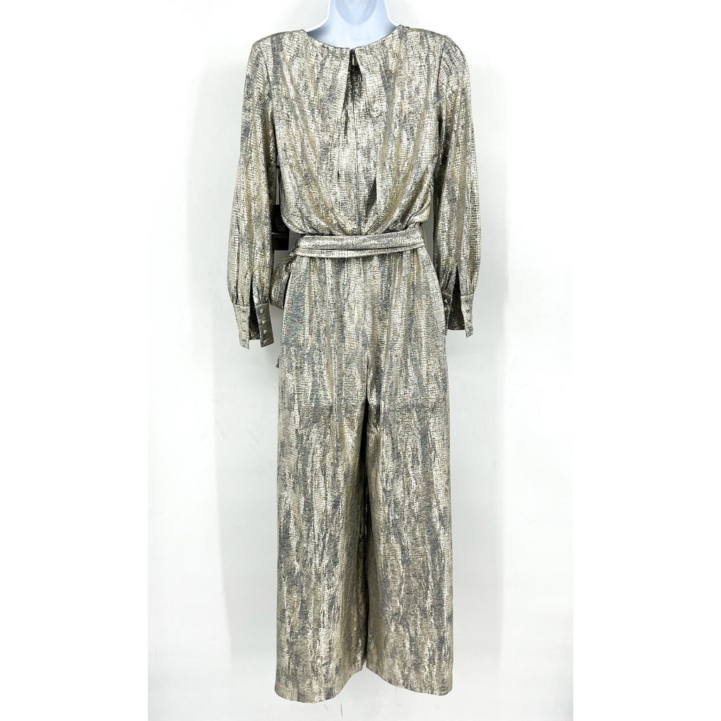Vince Camuto Women's Metallic Wide-Leg Jumpsuit 0 Petite Gold Belted NWT
