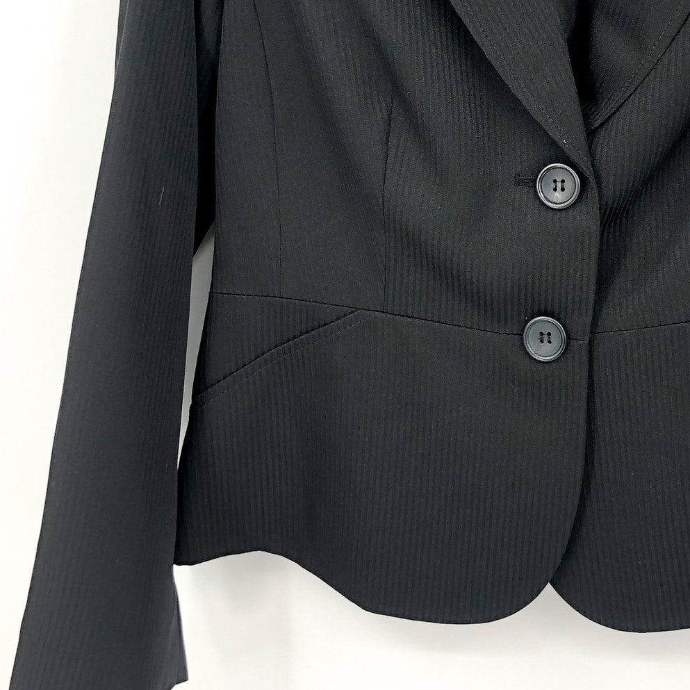 LE SUIT Women's Two Button Blazer Jacket 12 Petite Black Notch Lapel Collar NWT