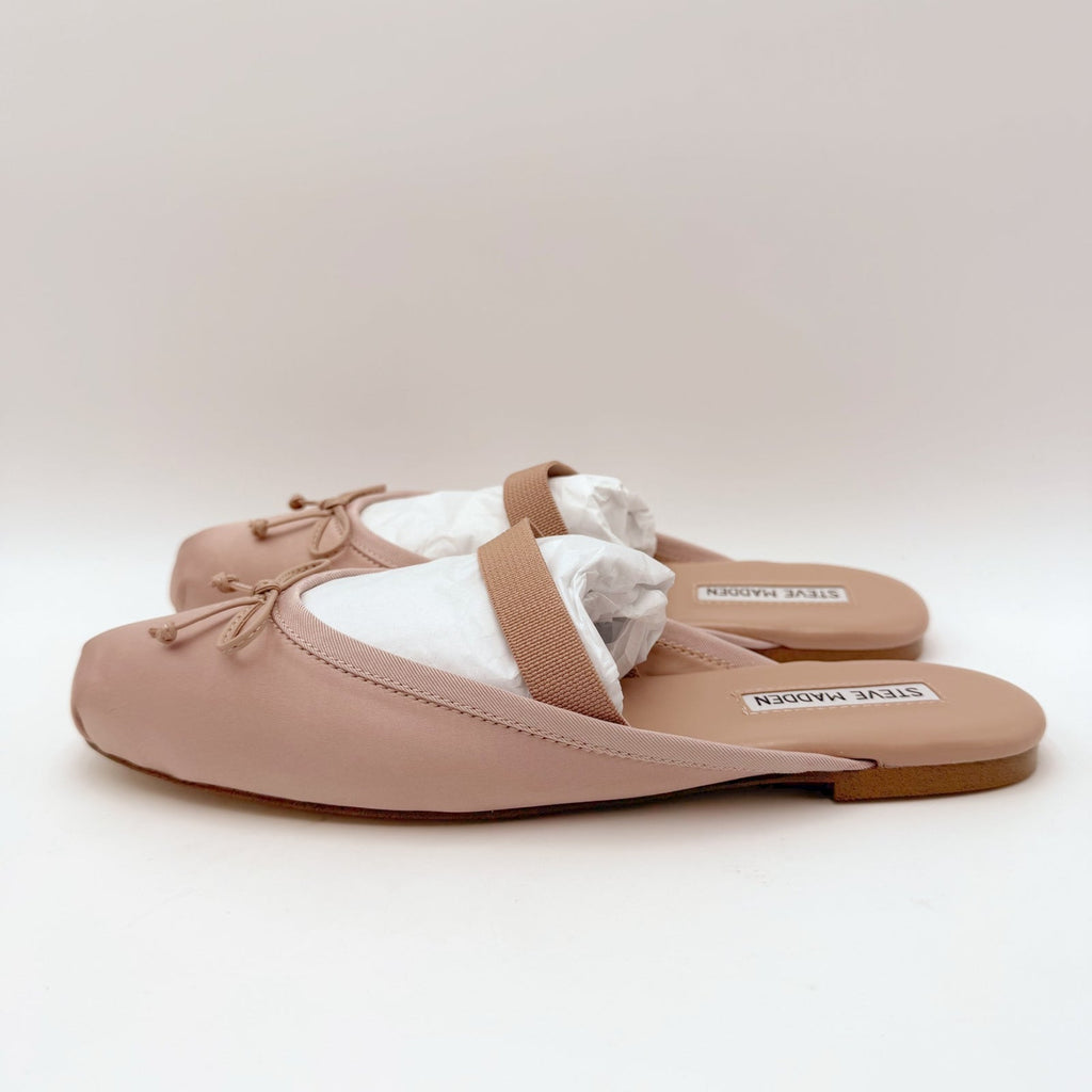 Steve Madden Womens Cutesy Ballet Mule Flats Size 8 Blush Pink Satin NIB