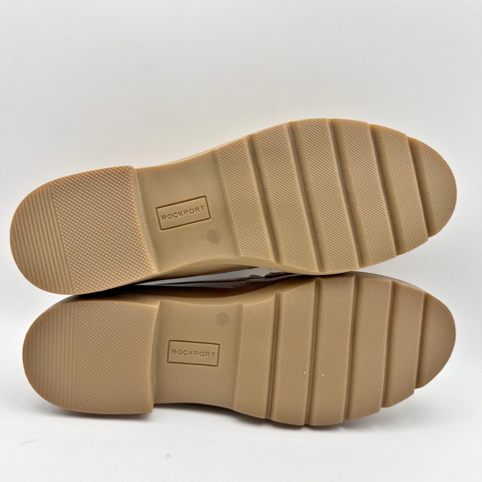 Rockport Womens Kiara Loafers US 9.5 M Tan Natural Vegan Patent Leather NWOB