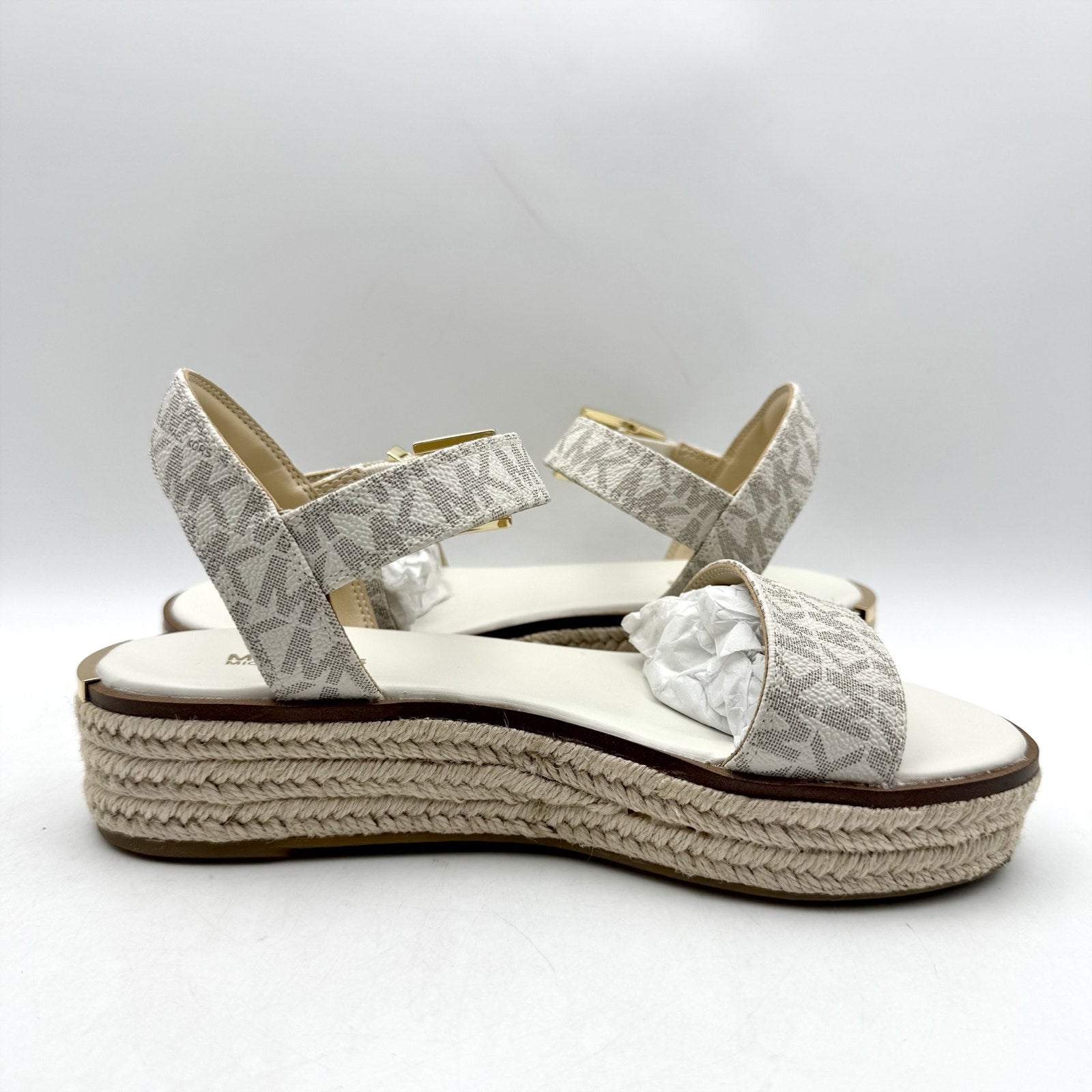 Michael Kors Womens Richie Espadrille Platform Wedge Sandals US 5.5 White NIB