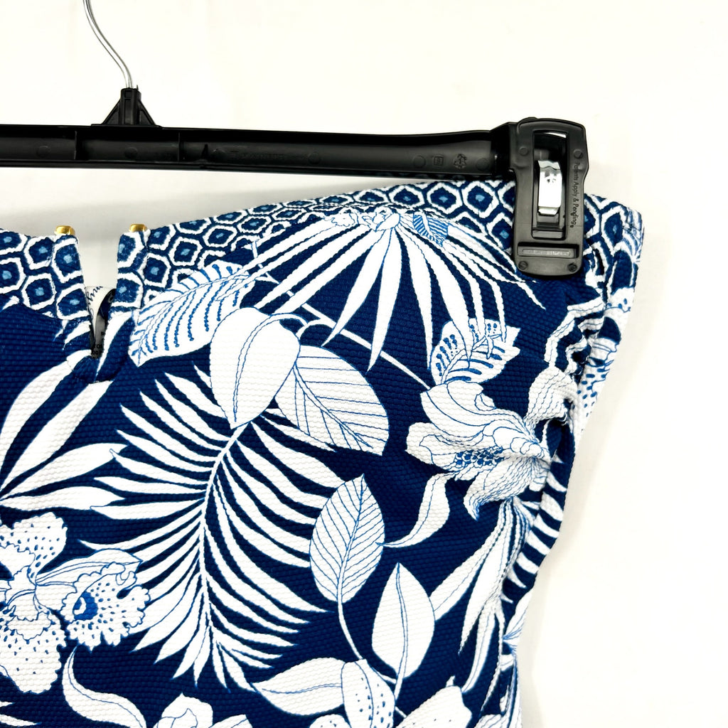 TOMMY BAHAMA Island Cays Bandeau One-Piece Swimsuit Size 14 Blue Blooms NWT