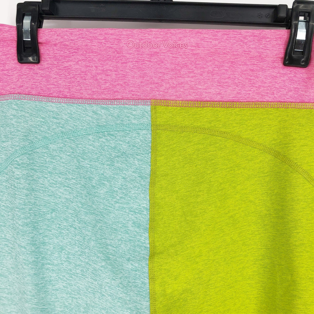 OUTDOOR VOICES Warmup 5" Shorts XS Bubblegum Pink Green Blue Colorblock NWT