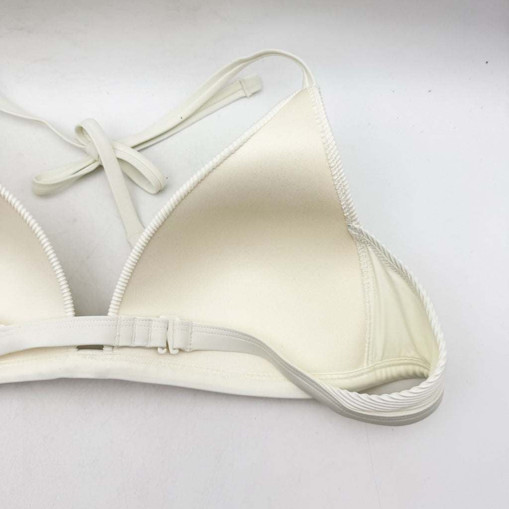 PRANA Women's Lexie Bikini Top Small White Horchata Ottoman Halter NWT