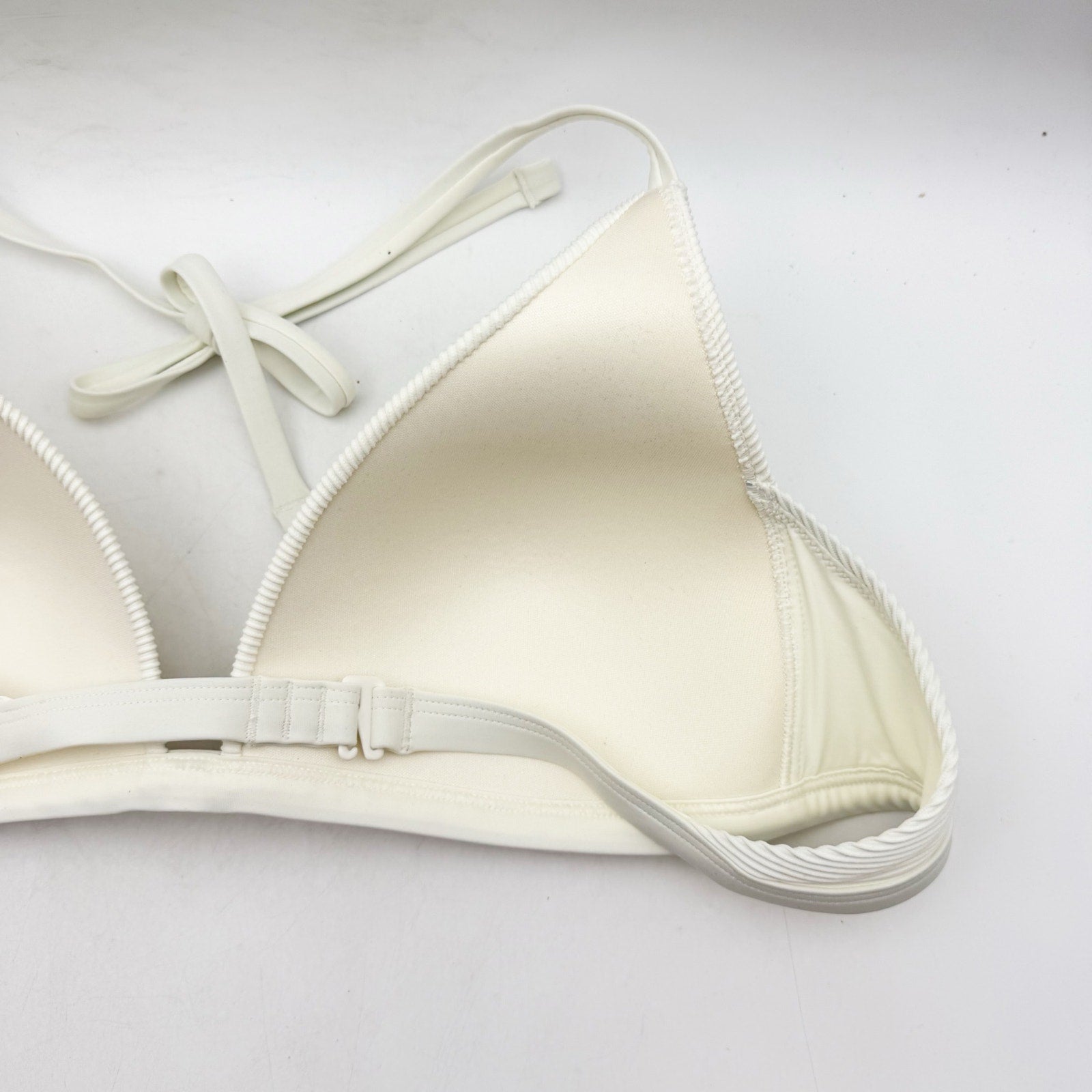 PRANA Women's Lexie Bikini Top Small White Horchata Ottoman Halter NWT