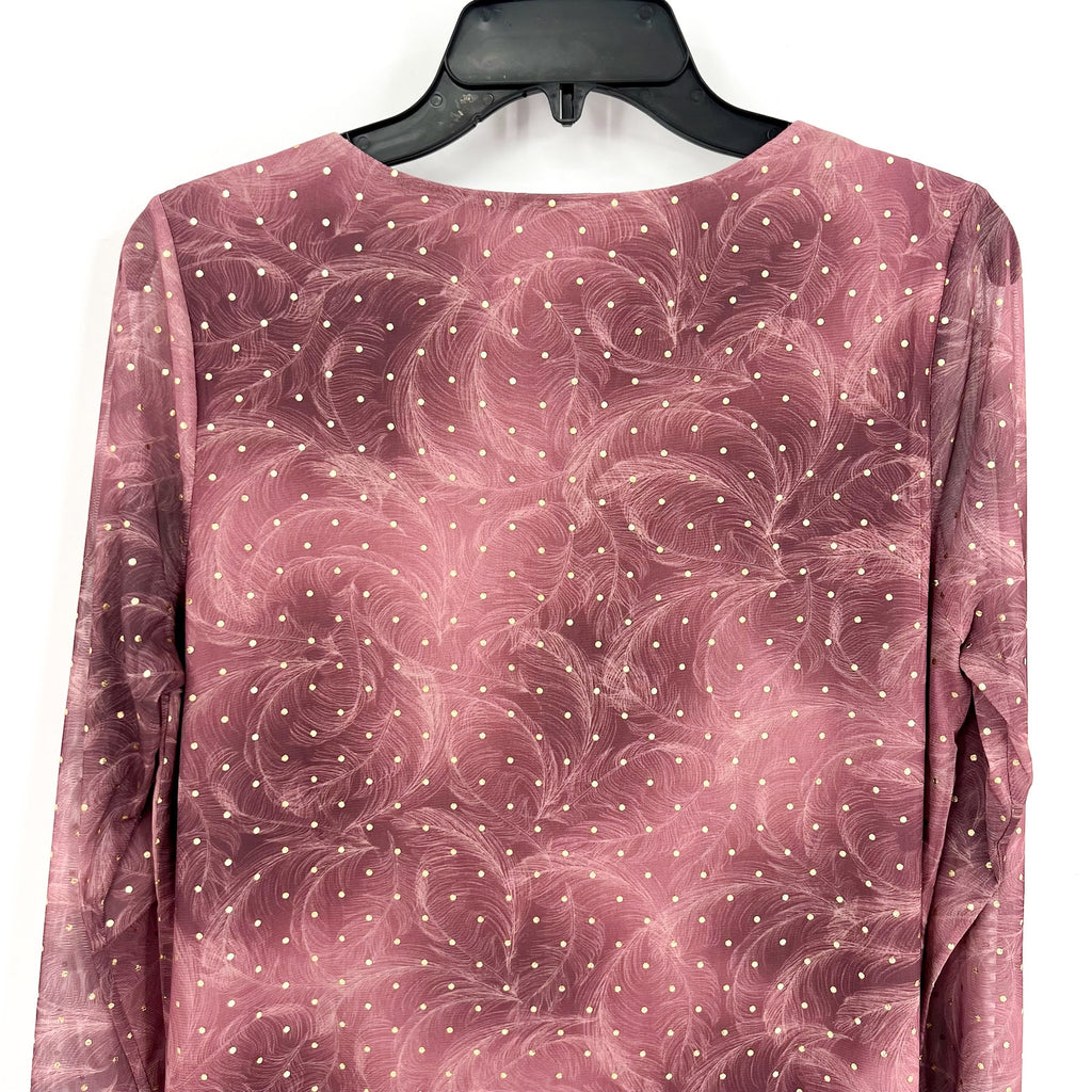 Stitch Fix LES SEREIN Womens Sequin Sheer Top Medium Purple Long Sleeve NWT