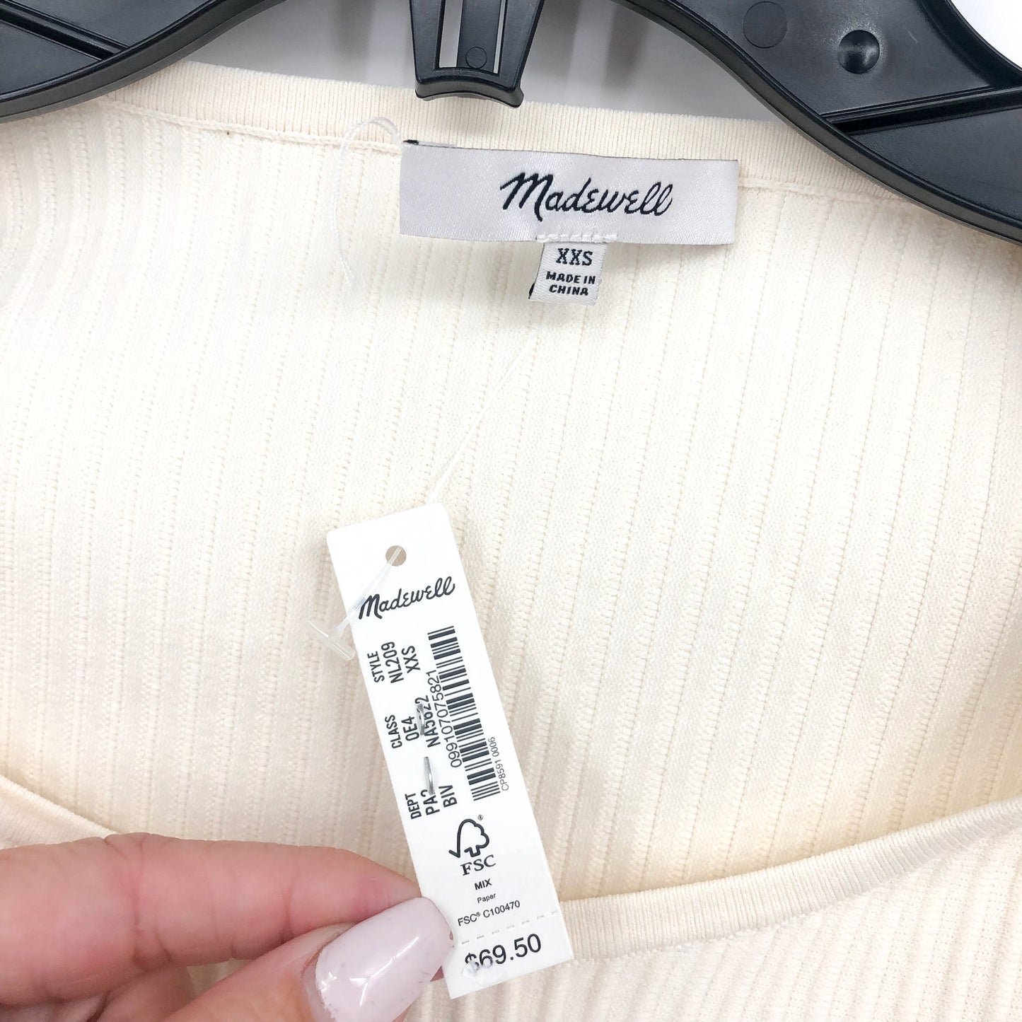 MADEWELL Womens Ottoman Crop Sweater Tee XXS Bright Ivory Short Sleeve Top NWT