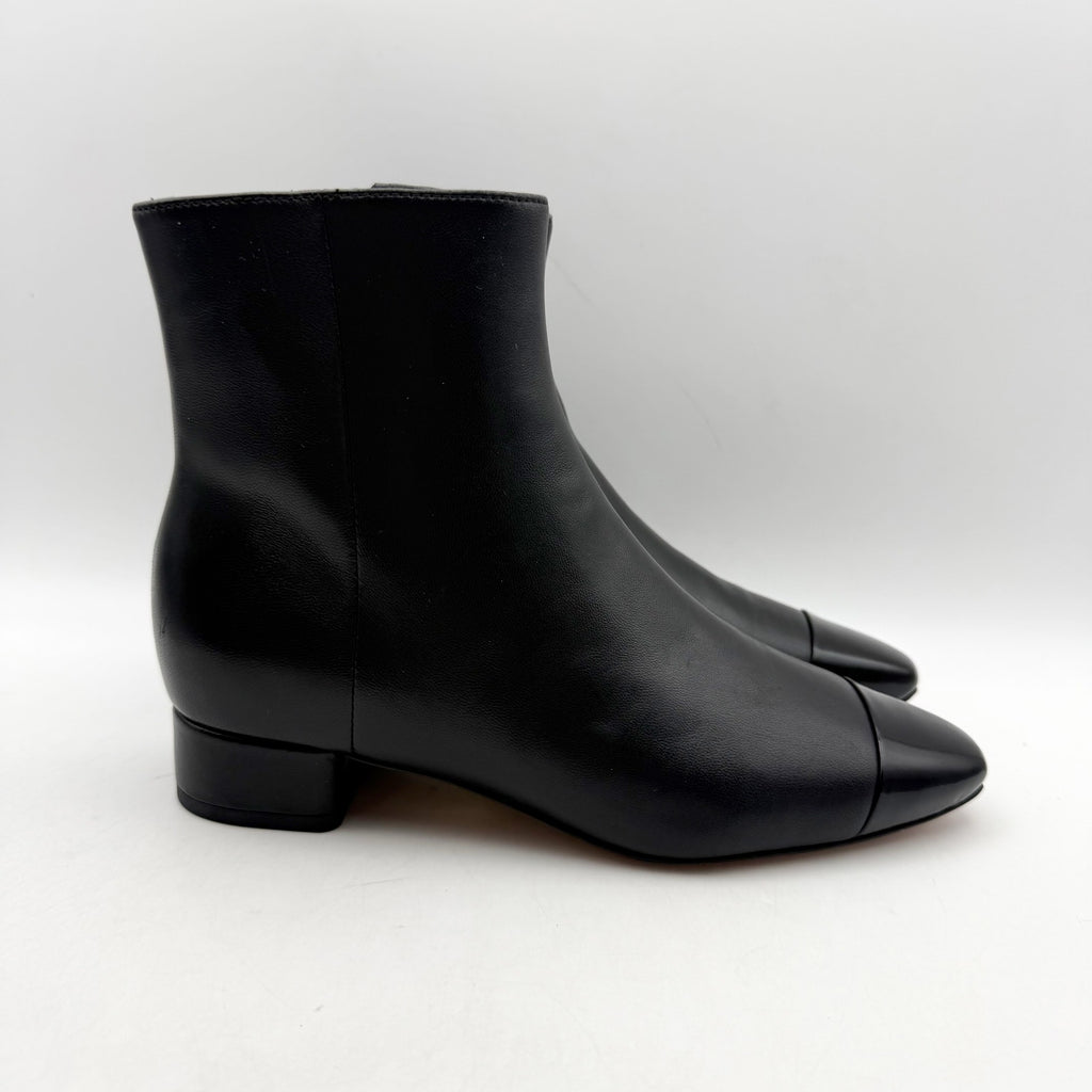 Veronica Beard Womens Cecile Ankle Booties Size 5 M Black Leather Cap Toe NIB
