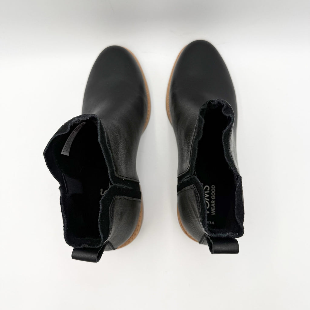TOMS Womens Hailey Ankle Booties Size 7.5 Black Leather Water Resistant NIB