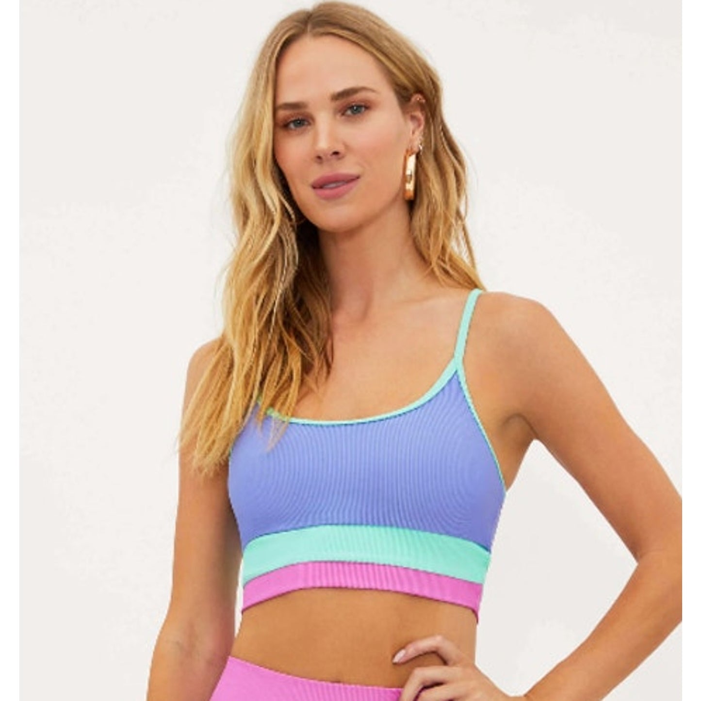 BEACH RIOT Women's Eva Top Size Small Blue High Tide Colorblock Scoop Neck NWT