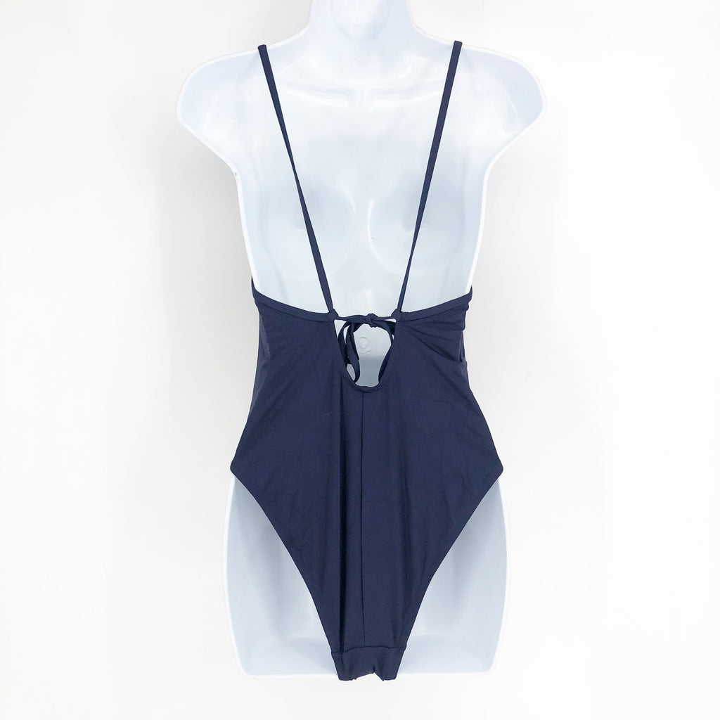 ANDIE SWIM Paloma One Piece Swimsuit Medium Tall 8-10 Navy Blue High Neck NWT