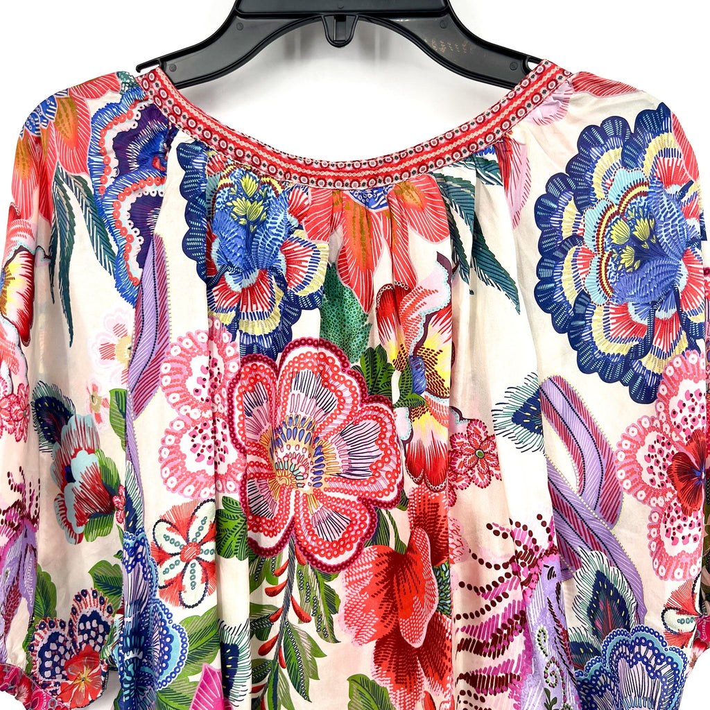 JOHNNY WAS Women's Avah Silk Blouse Medium Kallie Floral Button Down NWT