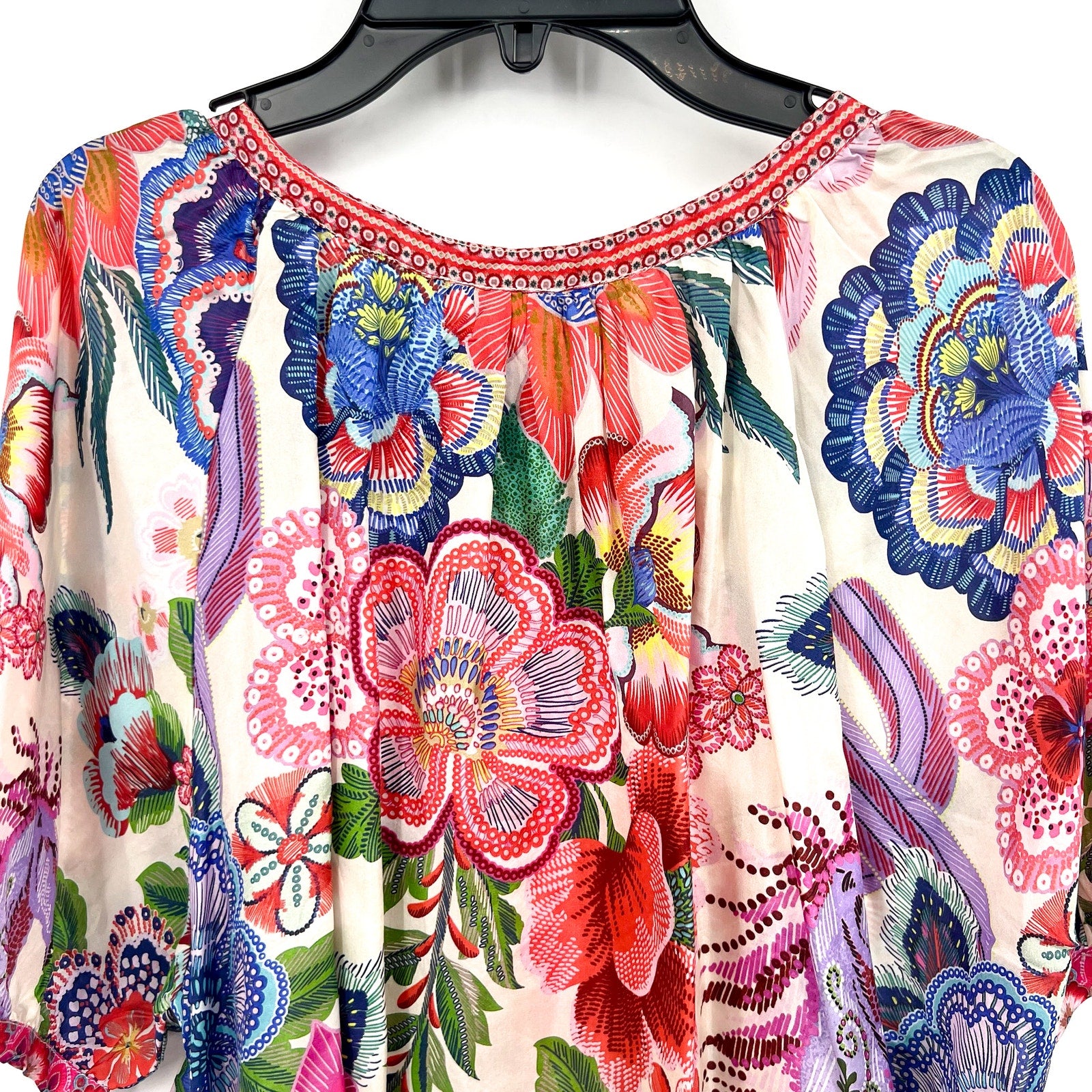 JOHNNY WAS Women's Avah Silk Blouse Medium Kallie Floral Button Down NWT