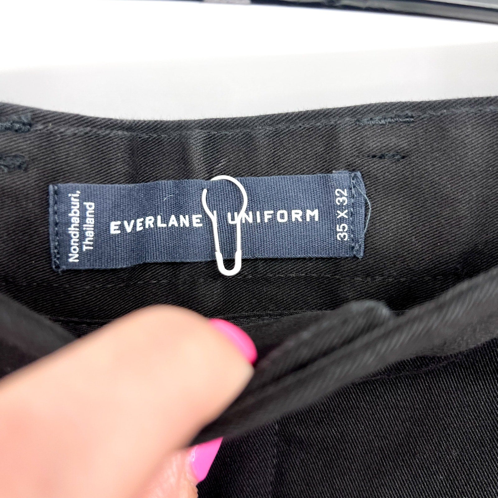 EVERLANE Uniform Mens Performance Chino Pants 35x32 Black Athletic Fit NWT