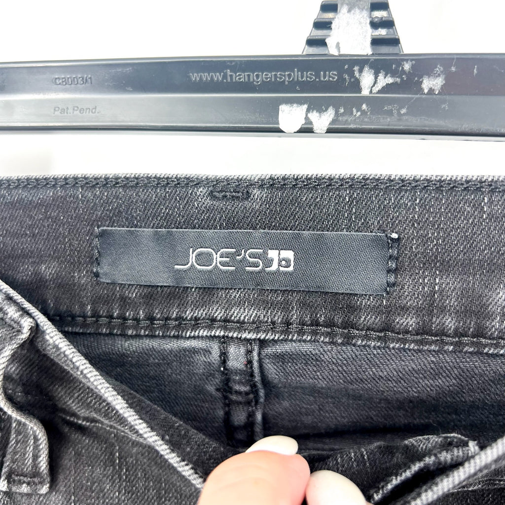 JOES JEANS Straight Crop Jeans Size 26 US 4 Black Wash Distressed Mid Rise NWT